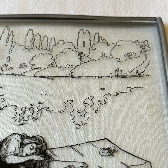 Art Nouveau style glass display part window panel 6” x 4” lake scene - Picture 6 of 7